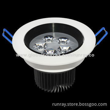 12W LED Downlight, 85-265V AC, Bridgelux Chip, 140mm Diameter, CE, Black Finish, White Ring